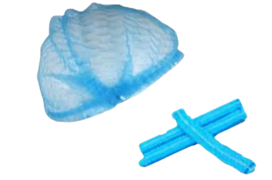 Mob Cap: 21" 10gsm single elastic, White and Blue